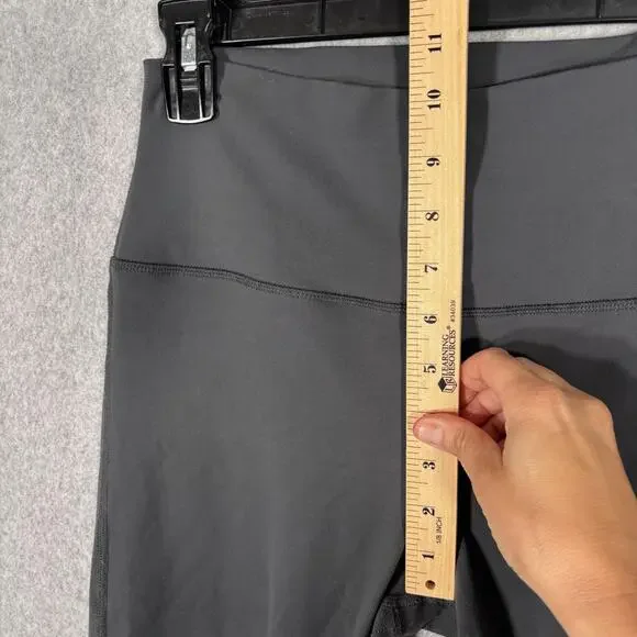 Alo Yoga Goddess Leggings Medium Gray Black High Rise Ribbed Ruched Ballet Dance - Picture 6 of 12